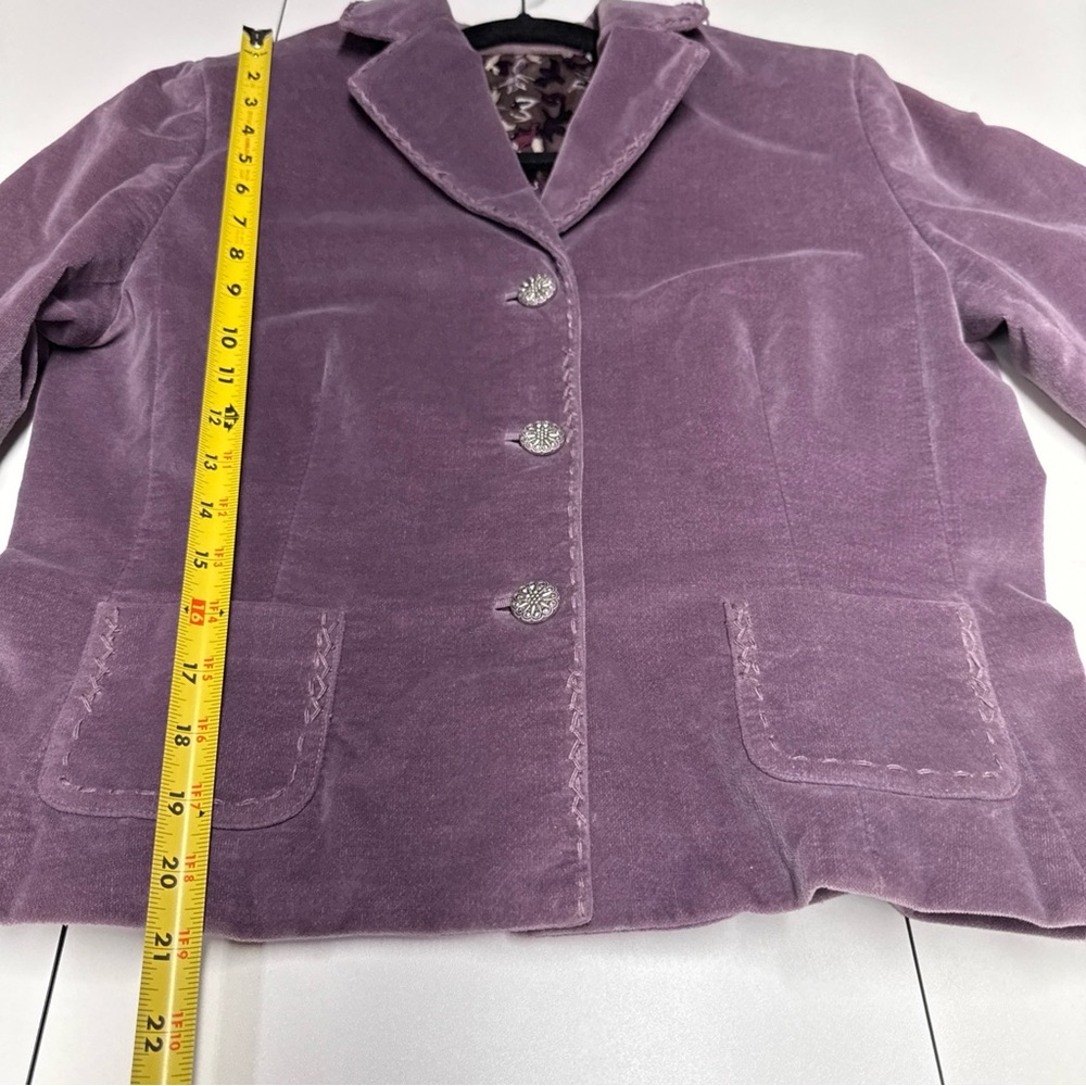 Elie Tahari Velvet Blazer Jacket Sz L Top Stitching Silk Lining Lilac Luxury - Picture 10 of 15
